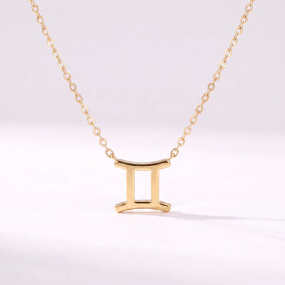 Colar símbolo do zodíaco Gémeos dourado