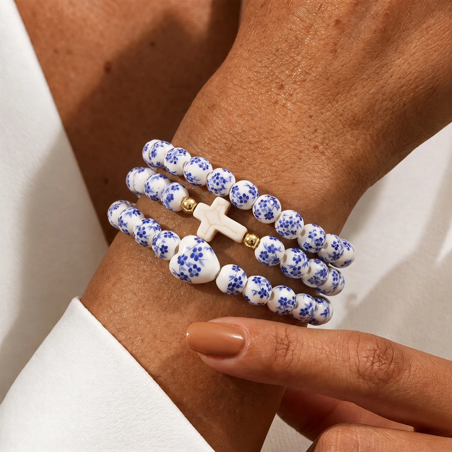 Conjunto de 3 Pulseiras Azulejo no pulso