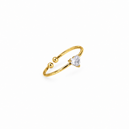 Anel coração dourado — Abril — Diamante