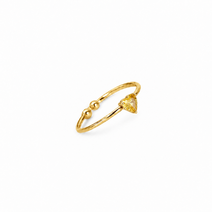 Anel coração dourado — Novembro — Citrino