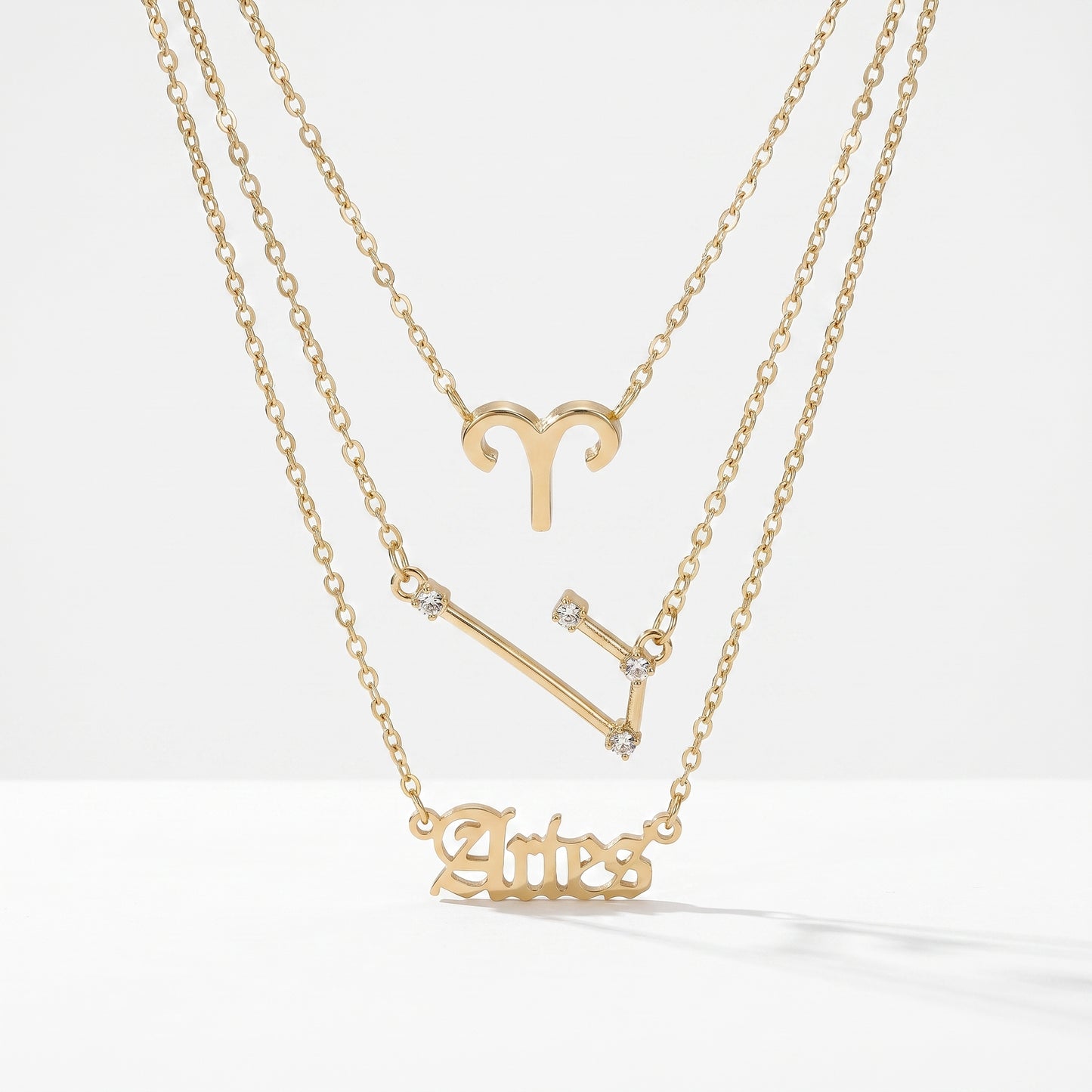 Conjunto 3 colares signo Carneiro dourado