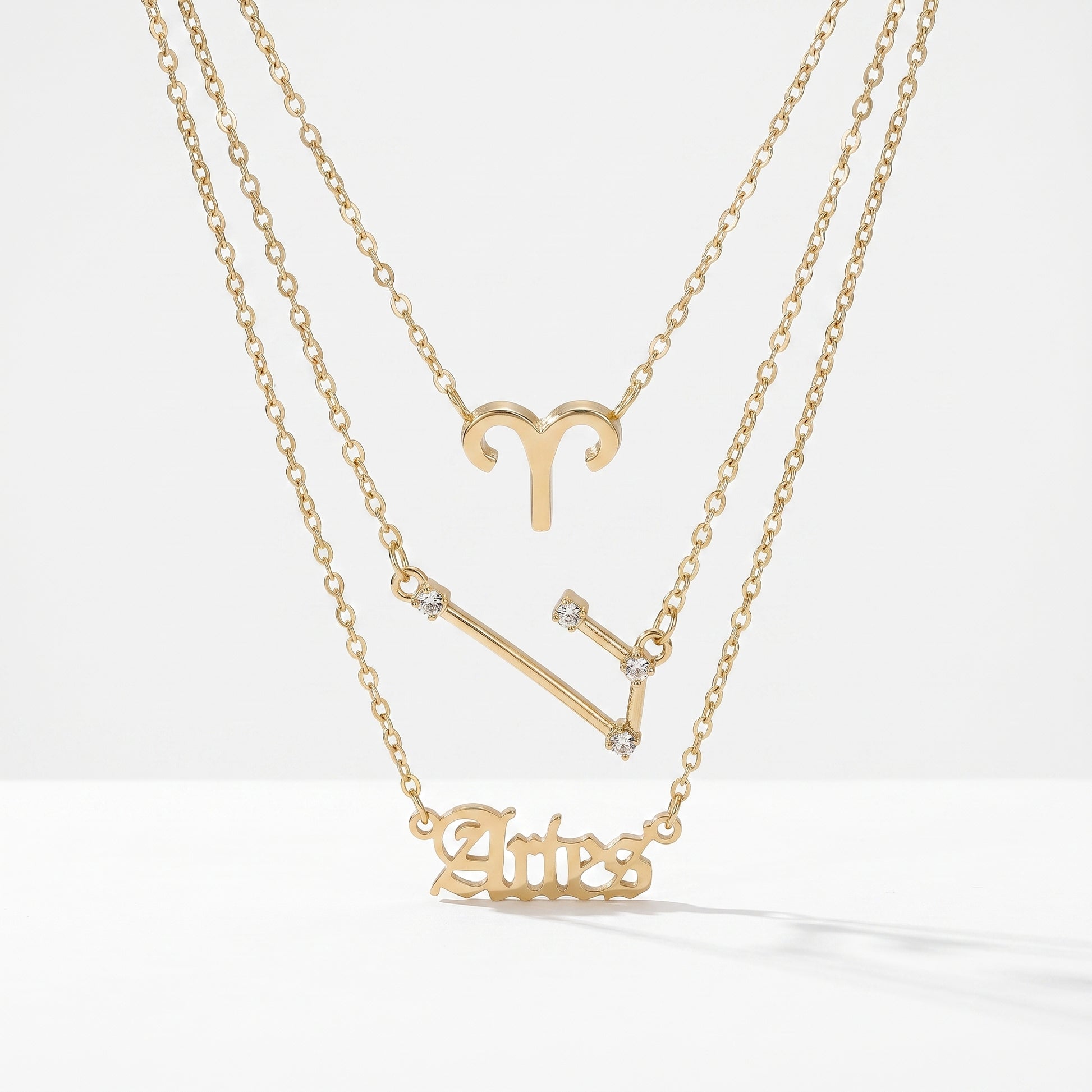 Conjunto 3 colares signo Carneiro dourado