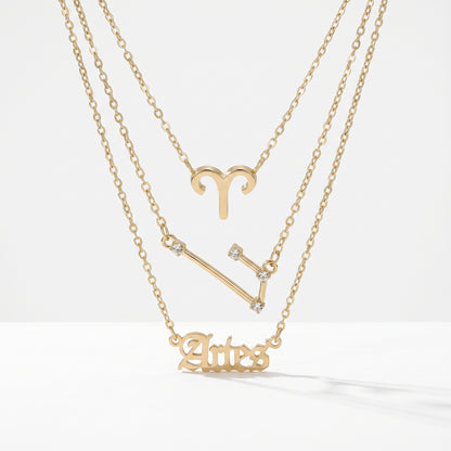 Conjunto 3 colares signo Carneiro dourado
