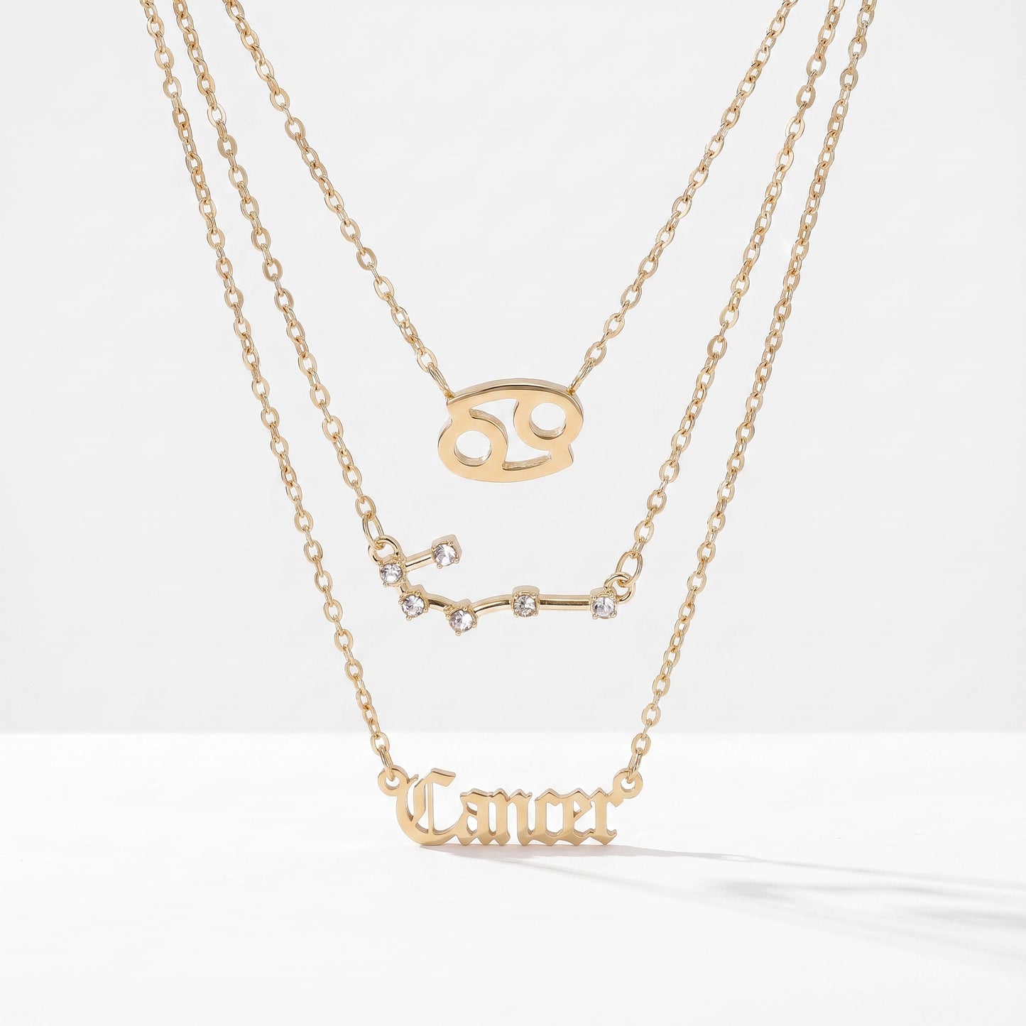 Conjunto 3 colares signo Caranguejo dourado
