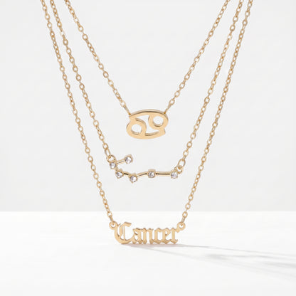 Conjunto 3 colares signo Caranguejo dourado
