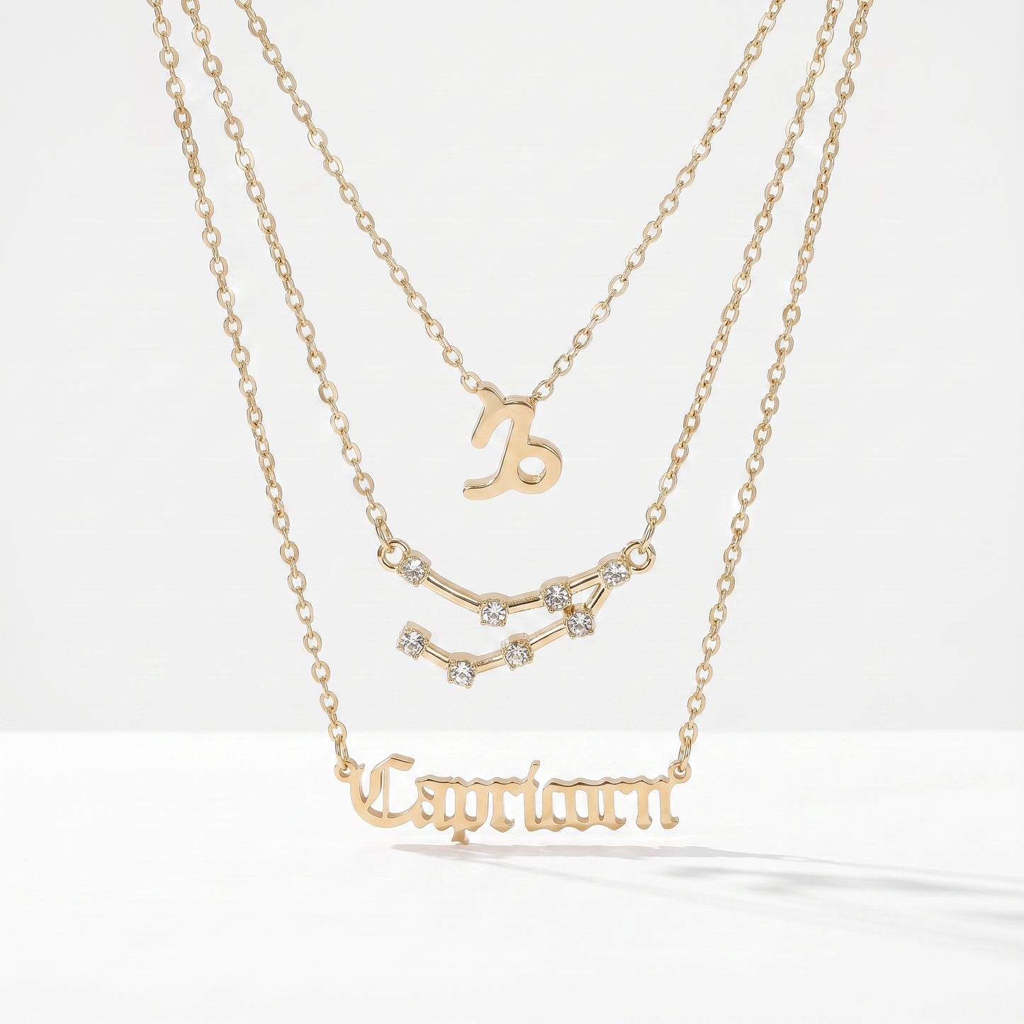 Conjunto 3 colares signo Capricórnio dourado
