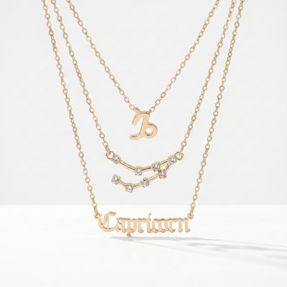 Conjunto 3 colares signo Capricórnio dourado