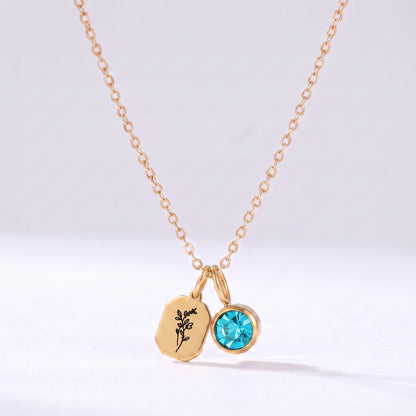 Colar flor e pedra do mês Dezembro-Topázio Azul dourado