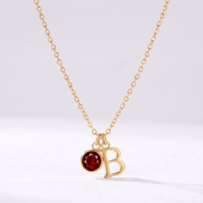Colar letra B dourado com pedra de nascimento