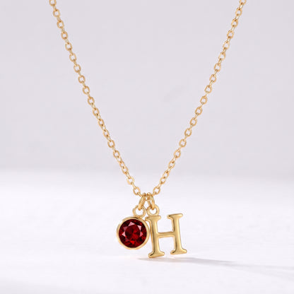 Colar letra H dourado com pedra de nascimento