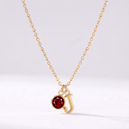 Colar letra J dourado com pedra de nascimento