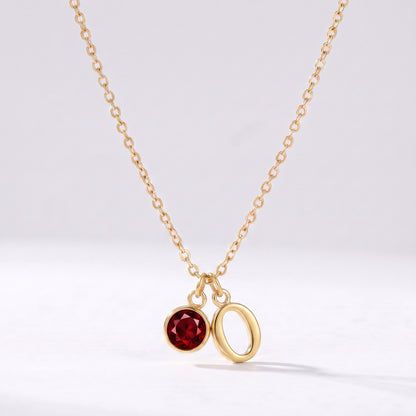 Colar letra O dourado com pedra de nascimento