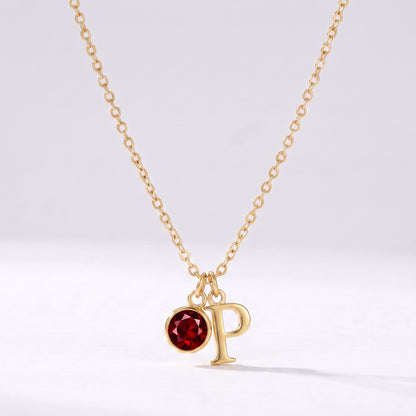Colar letra P dourado com pedra de nascimento