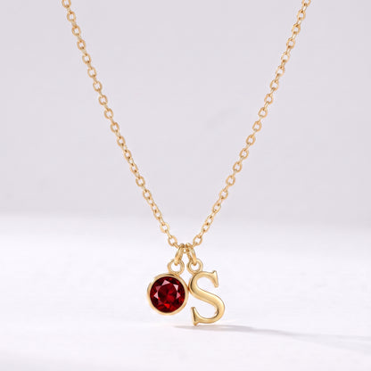 Colar letra S dourado com pedra de nascimento