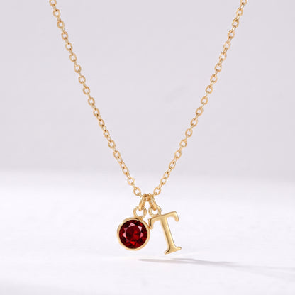 Colar letra T dourado com pedra de nascimento