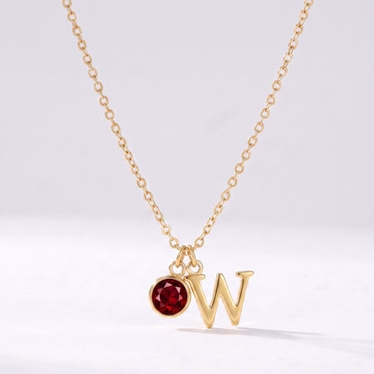 Colar letra W dourado com pedra de nascimento