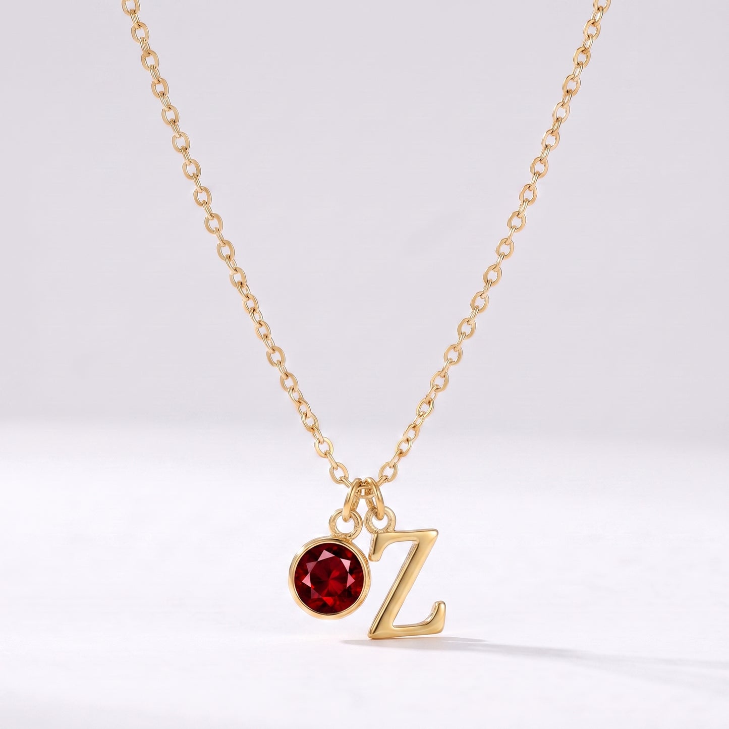 Colar letra Z dourado com pedra de nascimento
