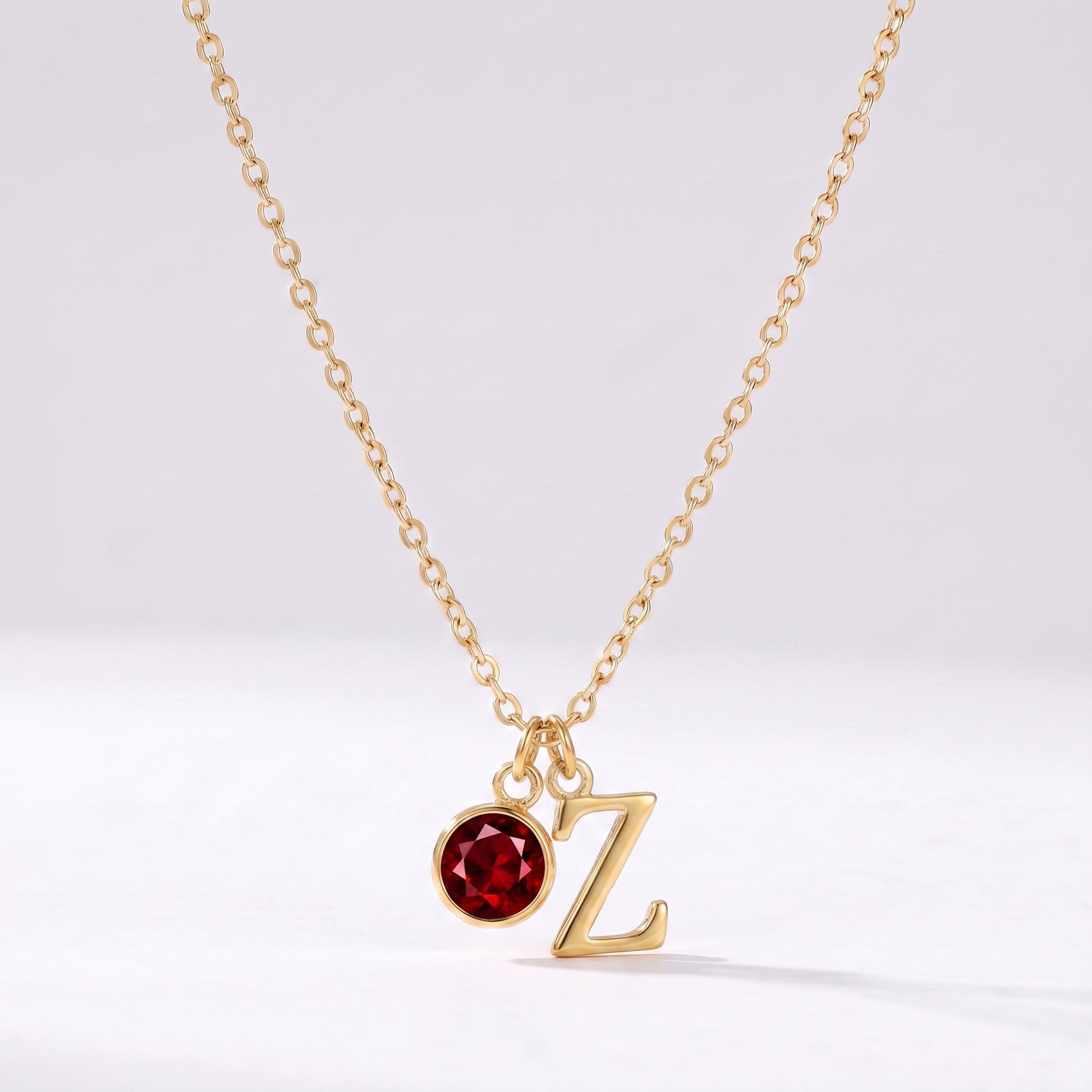 Colar letra Z dourado com pedra de nascimento