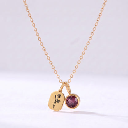 Colar flor e pedra do mês Junho-Alexandrite dourado