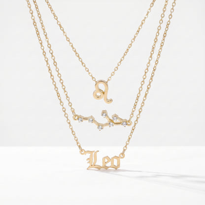 Conjunto 3 colares signo Leão dourado