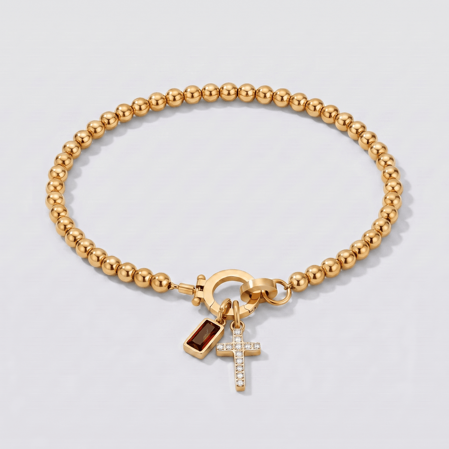 GIF com todas as pedras de nascimento para a pulseira dourada.