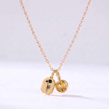 Colar flor e pedra do mês Novembro-Citrino dourado
