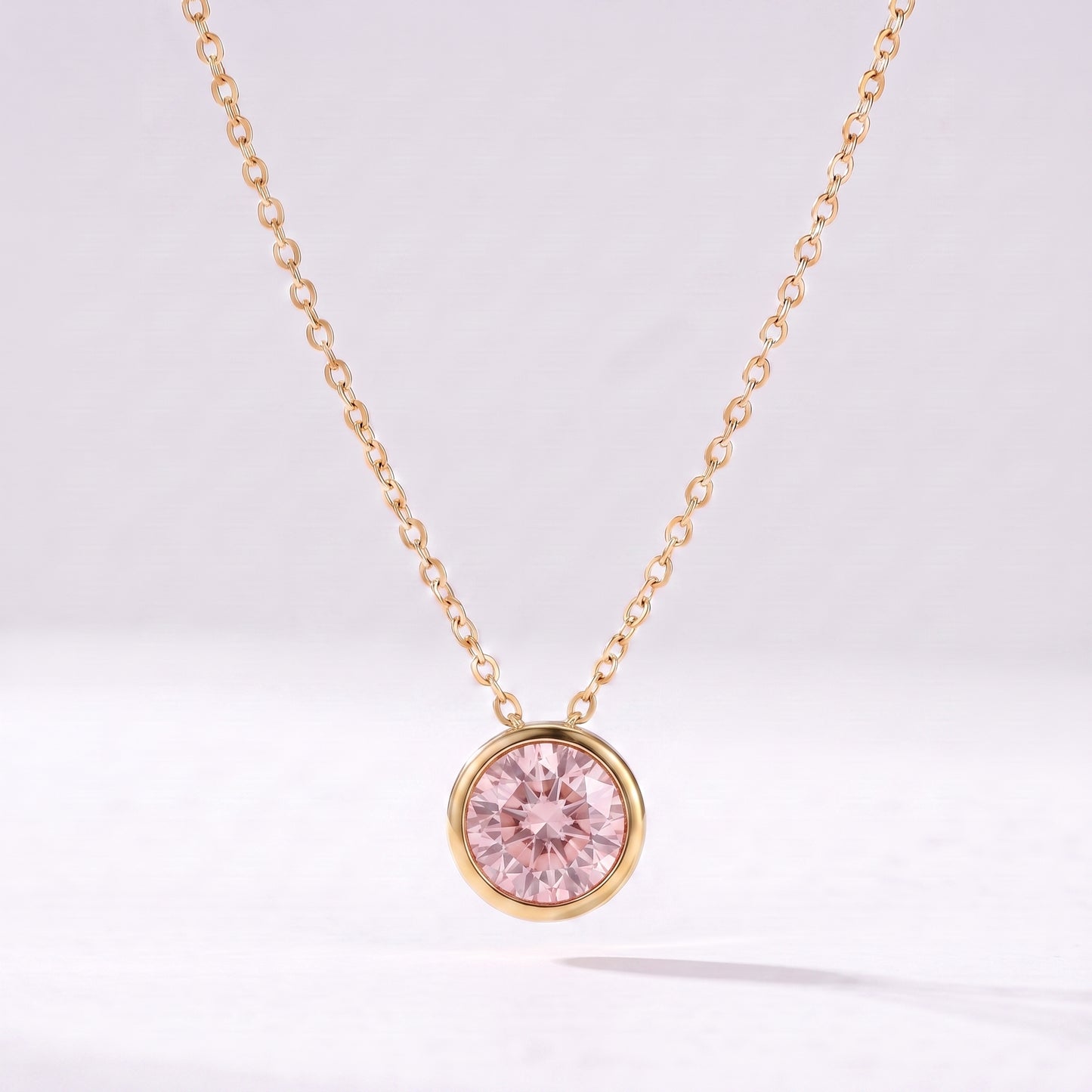 Colar pedra de nascimento Outubro — Turmalina Rosa dourado