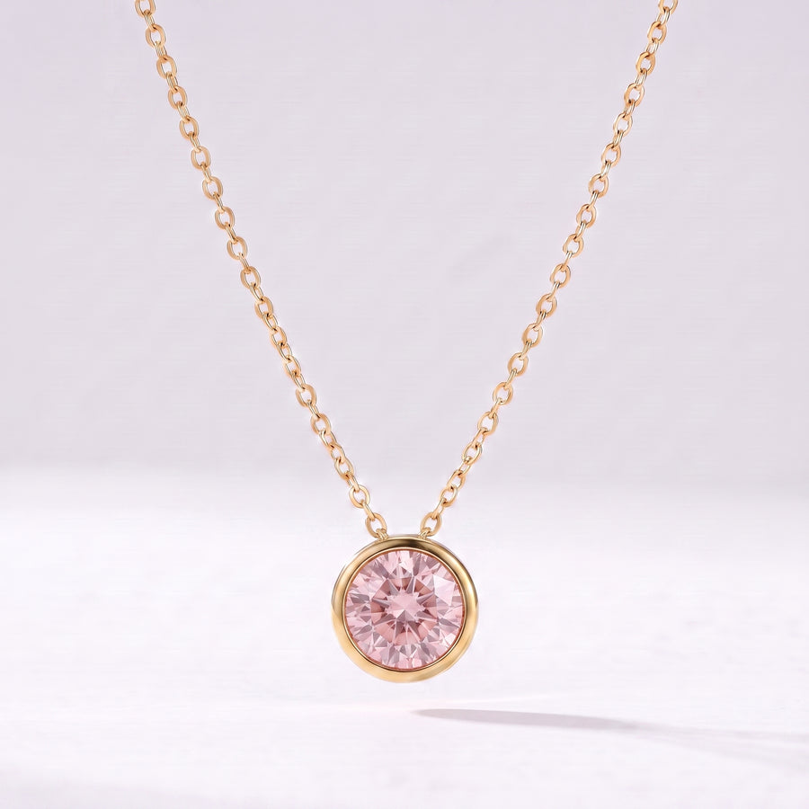 Colar pedra de nascimento Outubro — Turmalina Rosa dourado