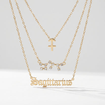 Conjunto 3 colares signo Sagitário dourado