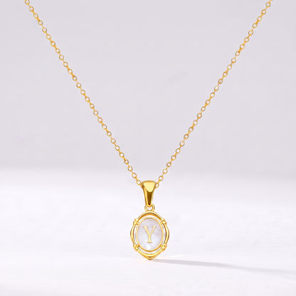 Colar oval com letra personalizada Y dourado