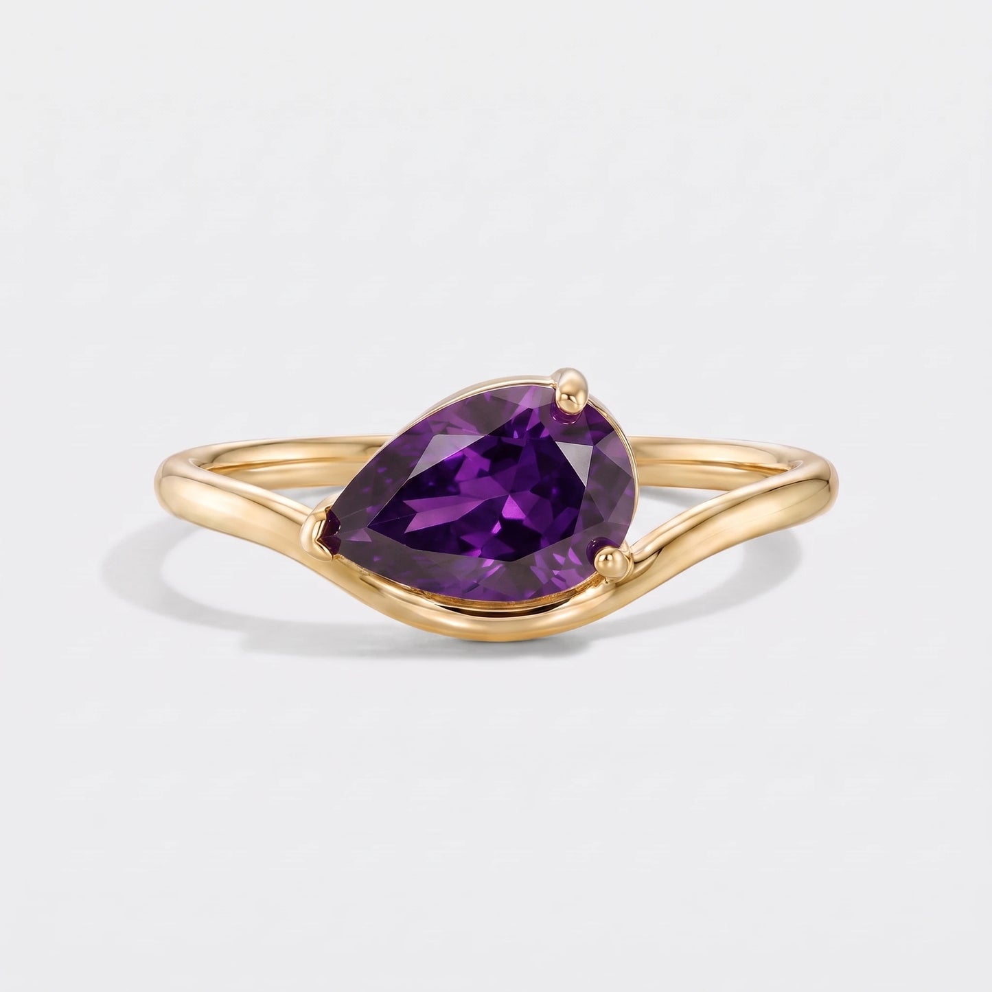 Anel pedra de nascimento corte pera Junho — Alexandrite