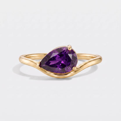 Anel pedra de nascimento corte pera Junho — Alexandrite