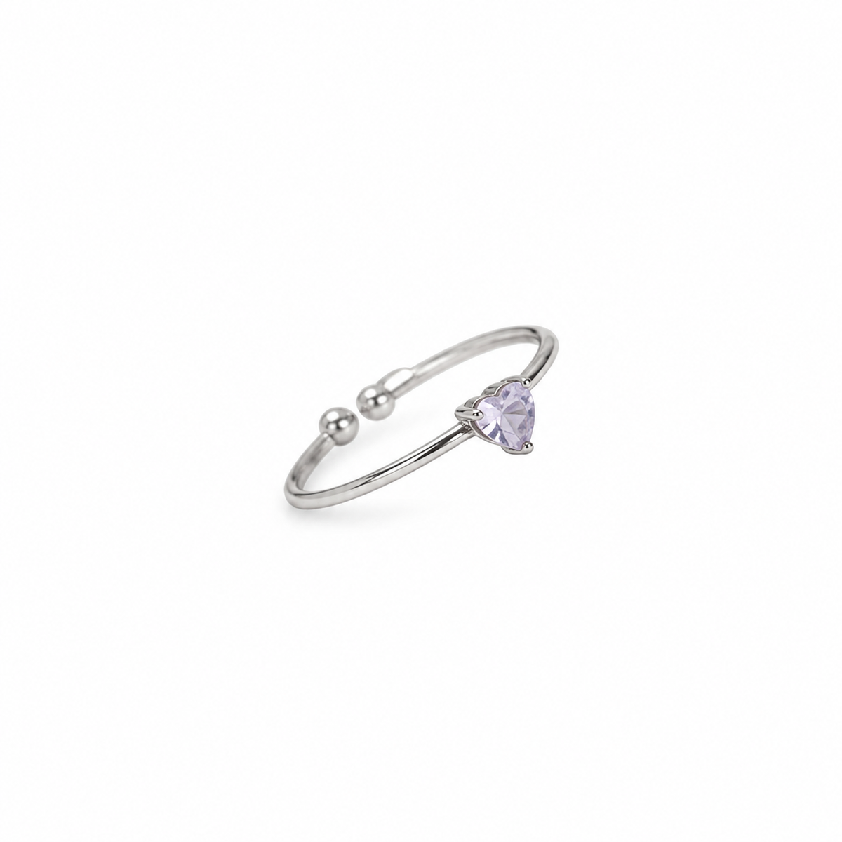 Anel coração prateado — Junho — Alexandrite
