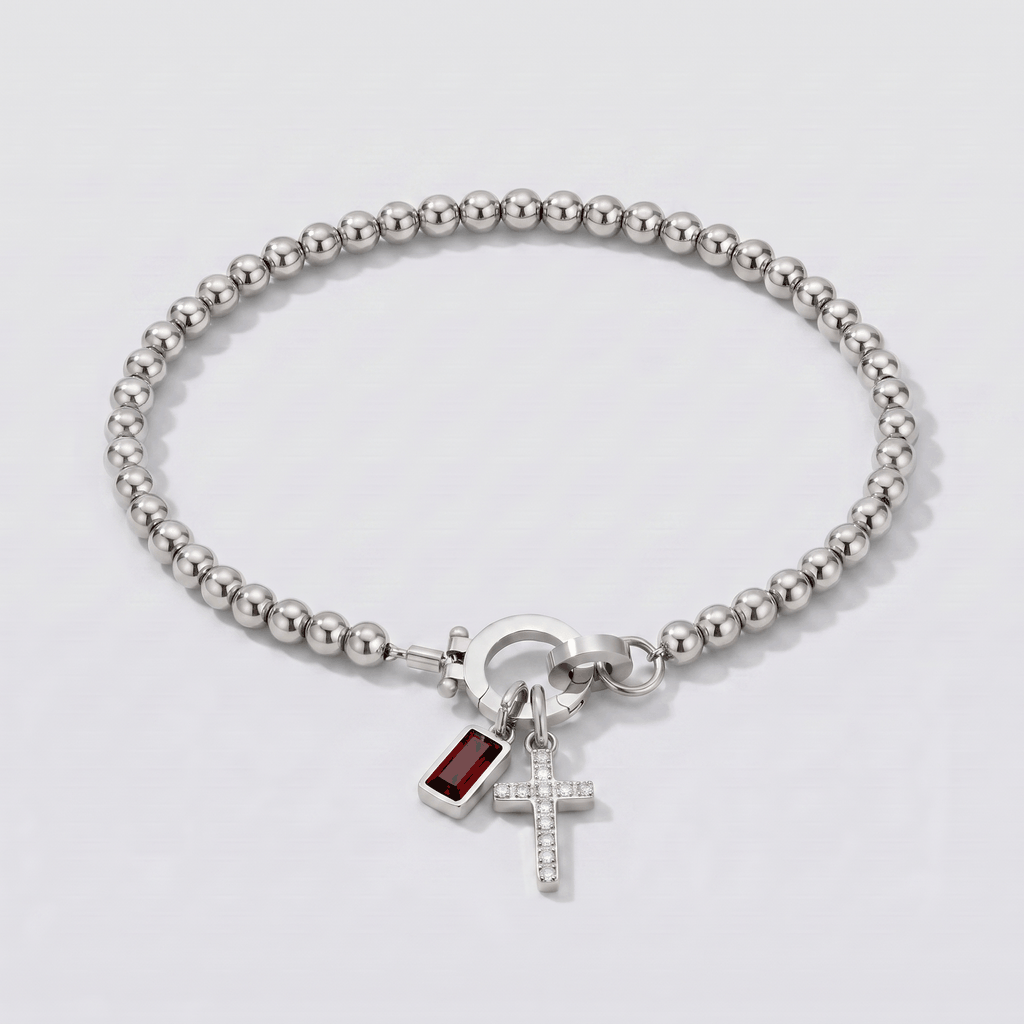 GIF com todas as pedras de nascimento para a pulseira prateada.