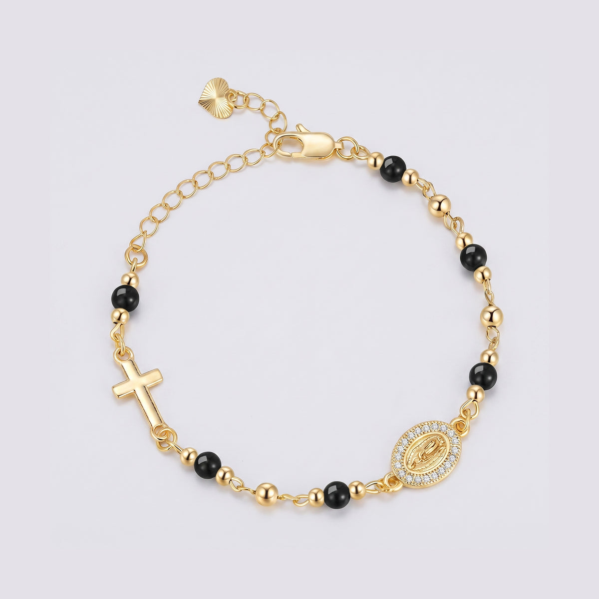Pulseira Ave Maria com pedras naturais — contas pretas