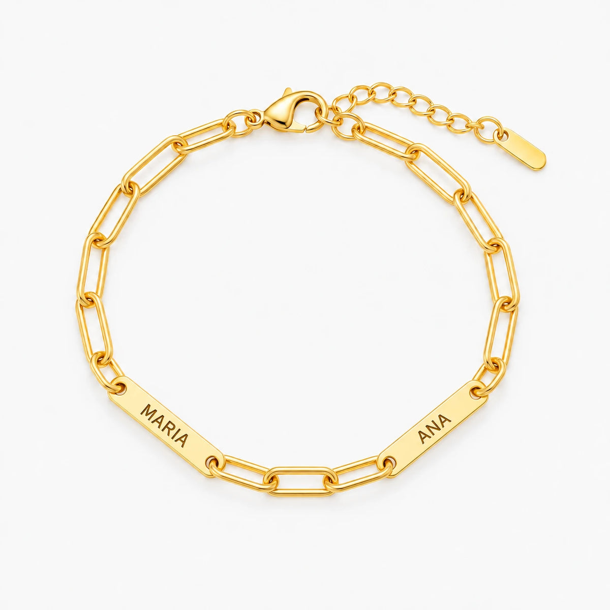 Pulseira de Elos com Nomes Dourado — 2 nomes