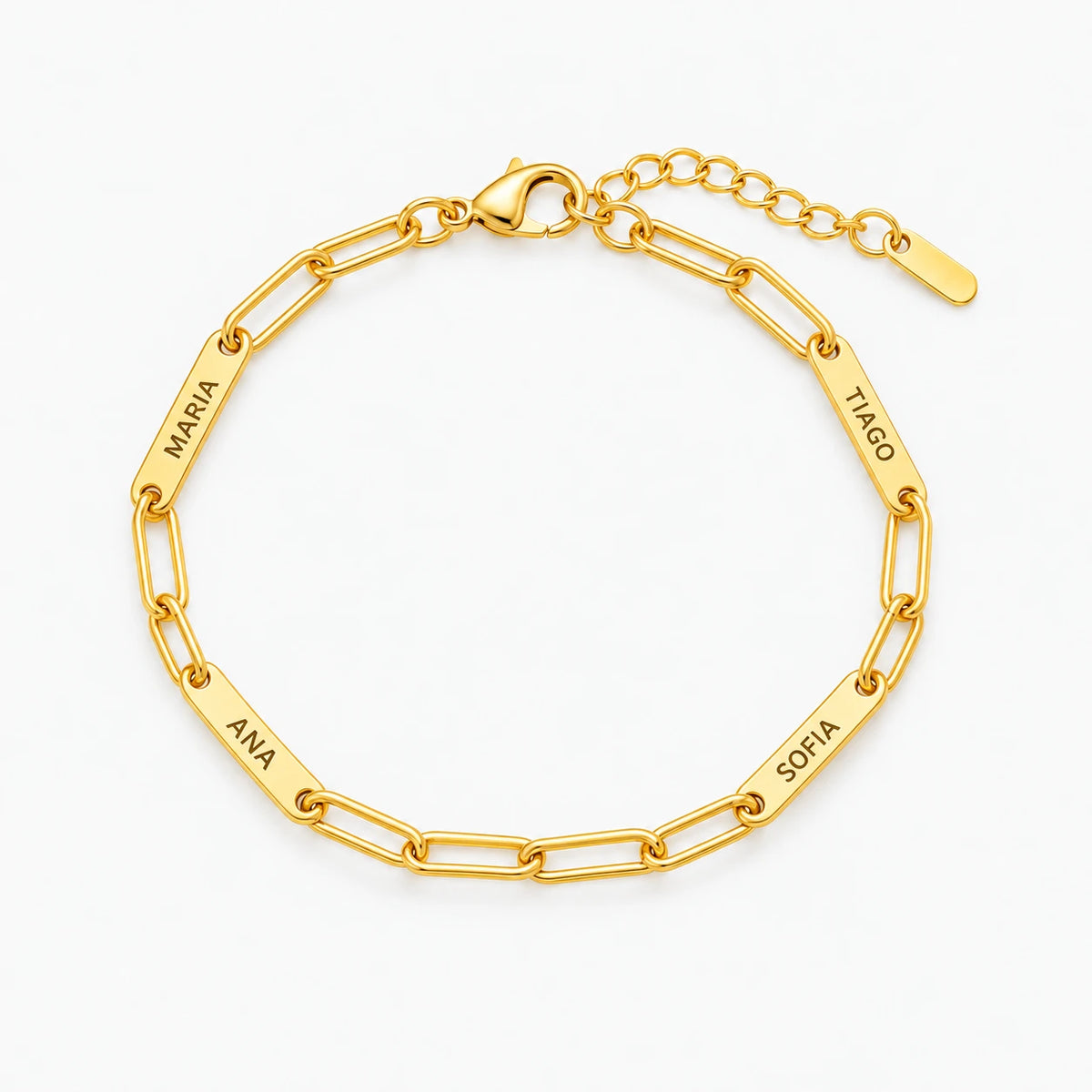 Pulseira de Elos com Nomes Dourado — 4 nomes
