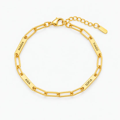 Pulseira de Elos com Nomes Dourado — 4 nomes