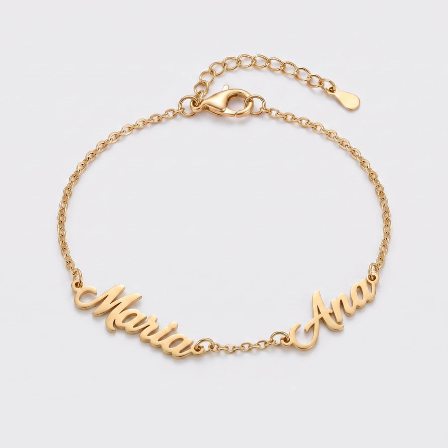 Pulseira Nomes Personalizados Dourado — 2 Nomes