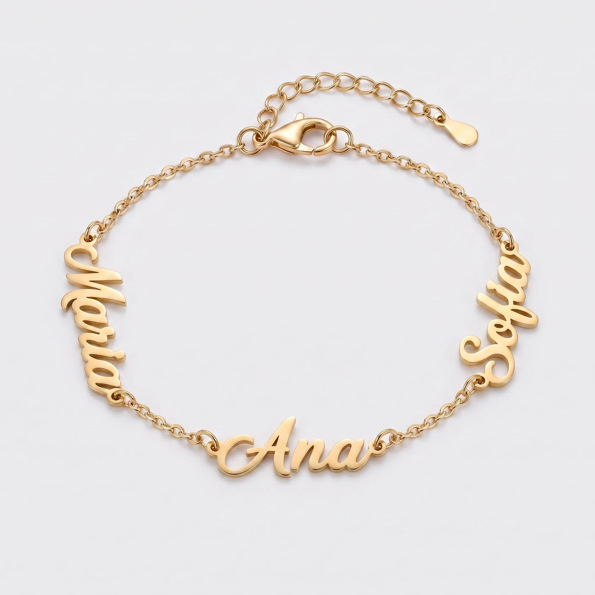 Pulseira Nomes Personalizados Dourado — 3 Nomes