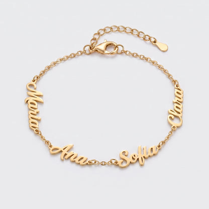 Pulseira Nomes Personalizados Dourado — 4 Nomes