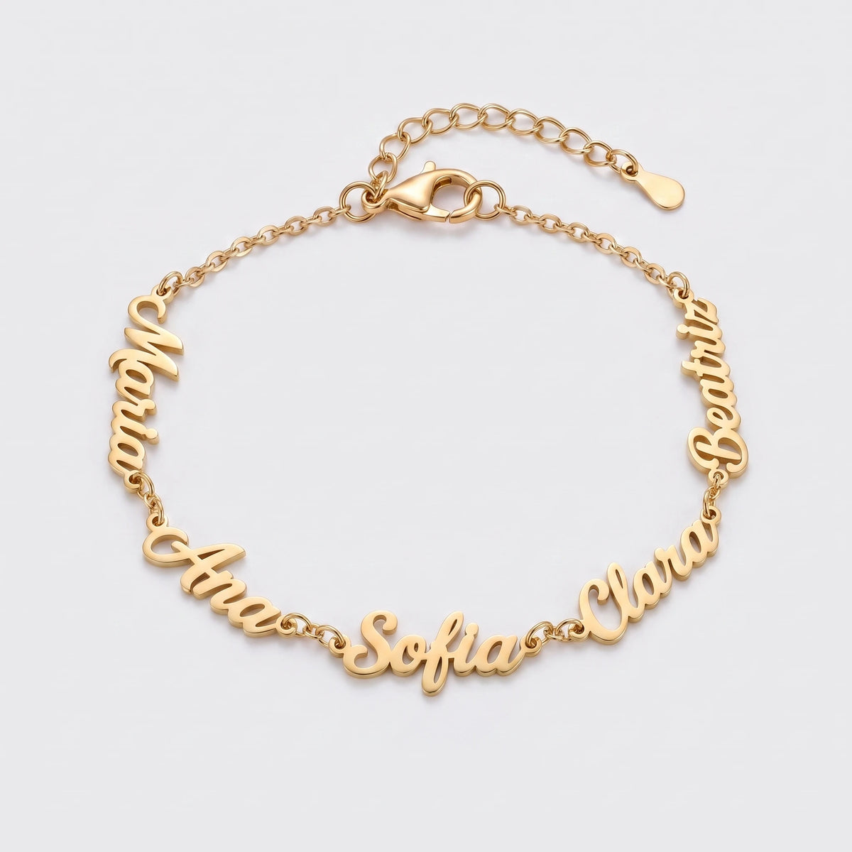Pulseira Nomes Personalizados Dourado — 5 Nomes