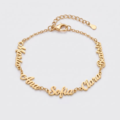 Pulseira Nomes Personalizados Dourado — 5 Nomes