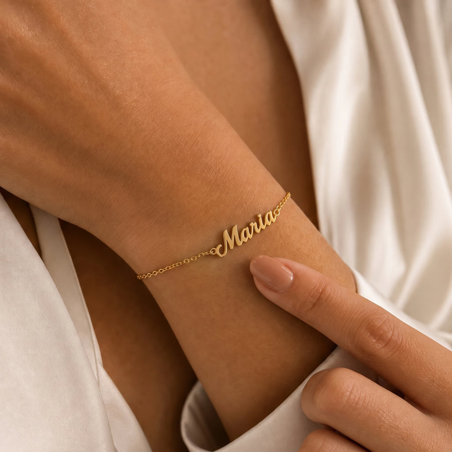 Pulseira Nomes Personalizados dourada — 1 nome no pulso