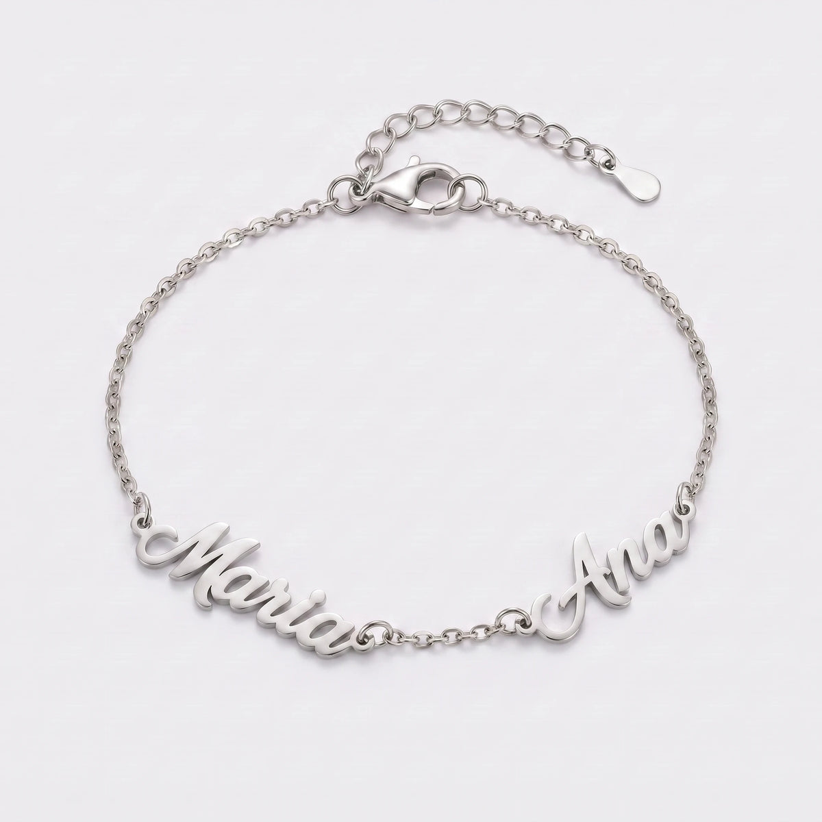 Pulseira Nomes Personalizados Prateado — 2 Nomes