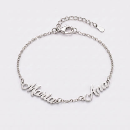 Pulseira Nomes Personalizados Prateado — 2 Nomes