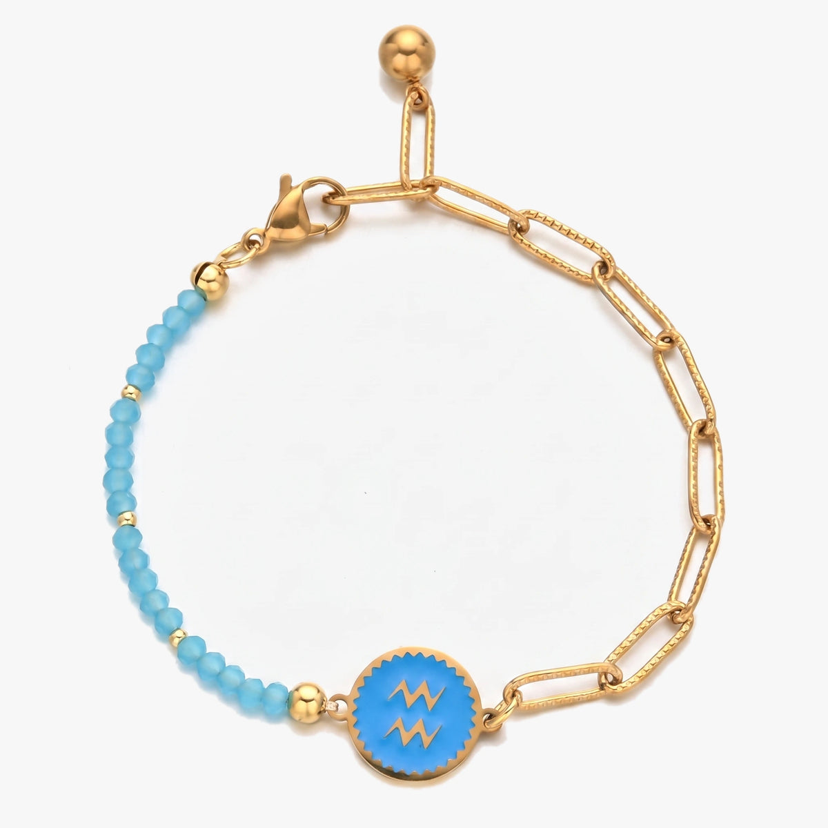 Pulseira signo Aquário com pedras naturais Ónix