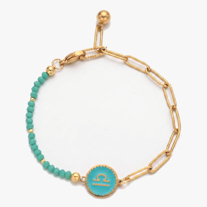 Pulseira signo Balança com pedras naturais Rubi