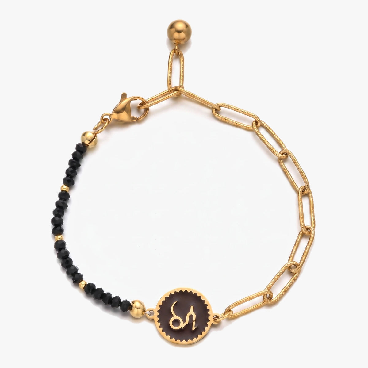 Pulseira signo Capricórnio com pedras naturais Água-marinha