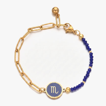 Pulseira signo Escorpião com pedras naturais Olho de tigre